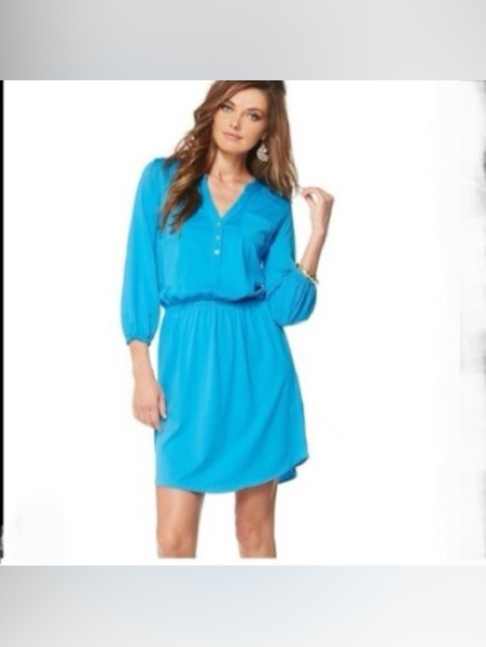 Lilly Pulitzer Blue Pima Cotton Long Sleeve Casual Mini Dress‎ Size S